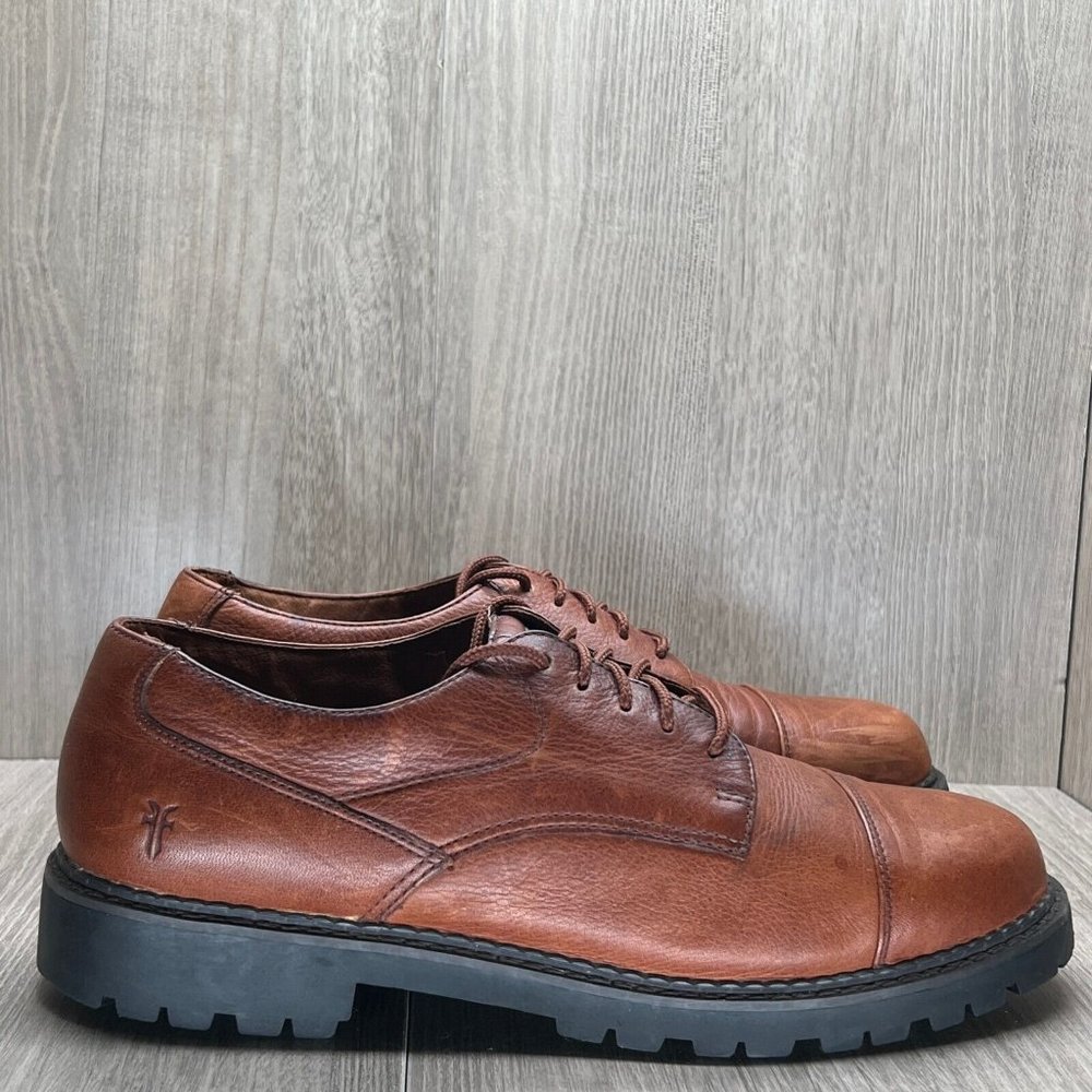 FRYE Shoes Mens Size 10.5M Arlington Oxford Cap Toe Lace Up Leather Tan Brown